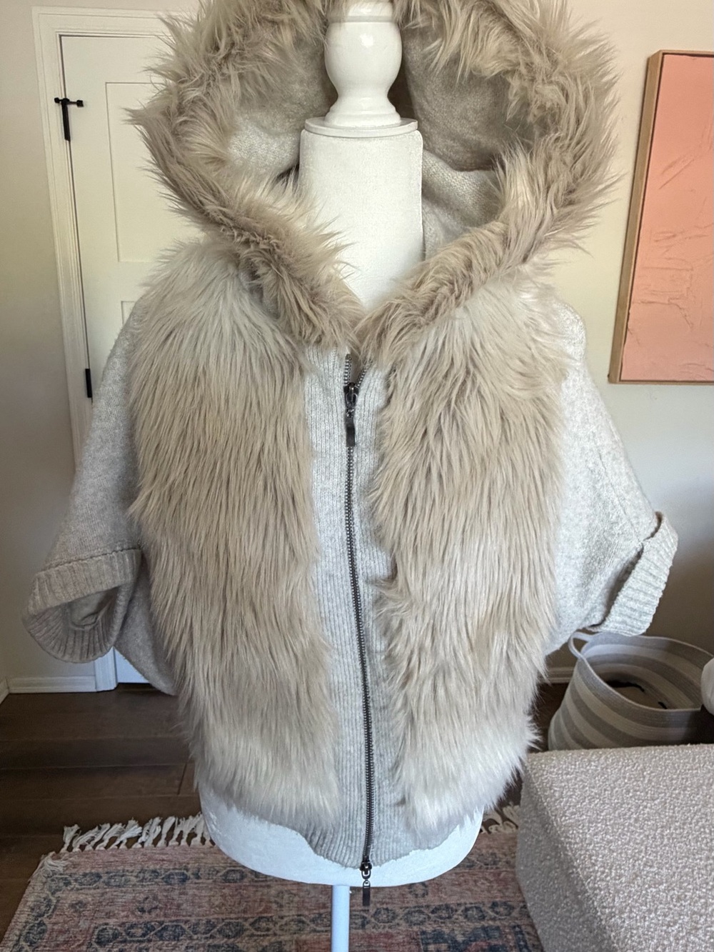 Sleeping on Snow Anthropologie Faux Fur Hooded Sweater Jacket – S